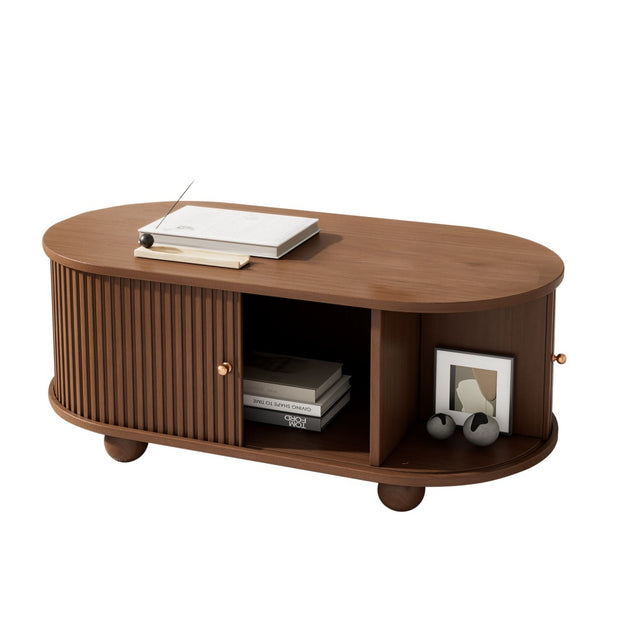 Oval Table With 2 Sliding Doors