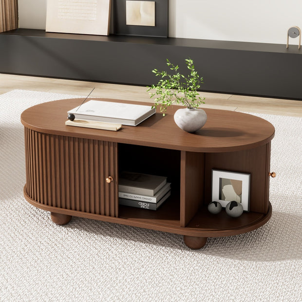 Oval Table With 2 Sliding Doors
